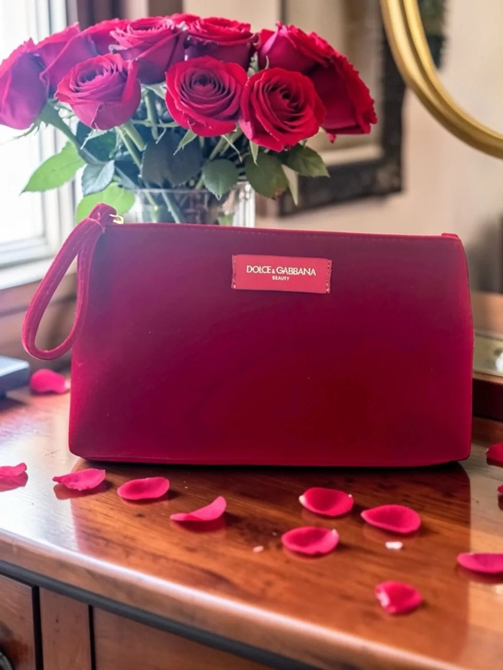 Dolce & Gabbana Red‎ Wristlet Clutch, Makeup or Cosmetic Bag in Box | New in Box
